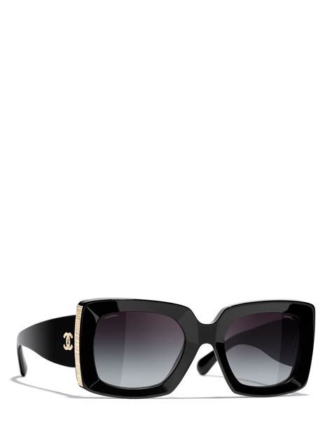 black chanel sign on black square sunglass frame|Square Sunglasses .